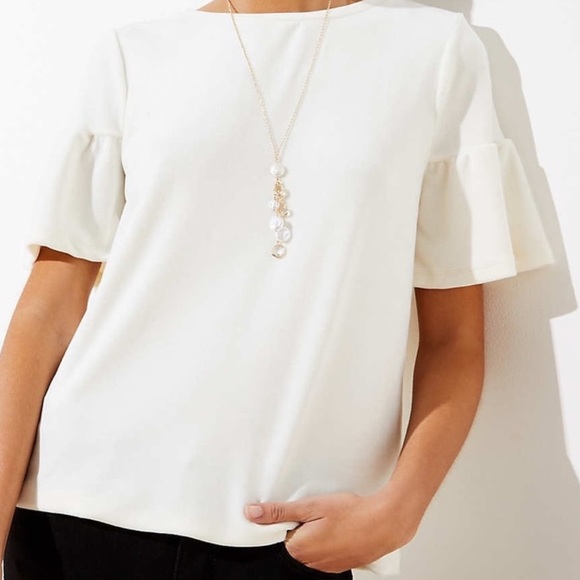LOFT Tops - Loft Soft Velvet Belle Sleeve Top